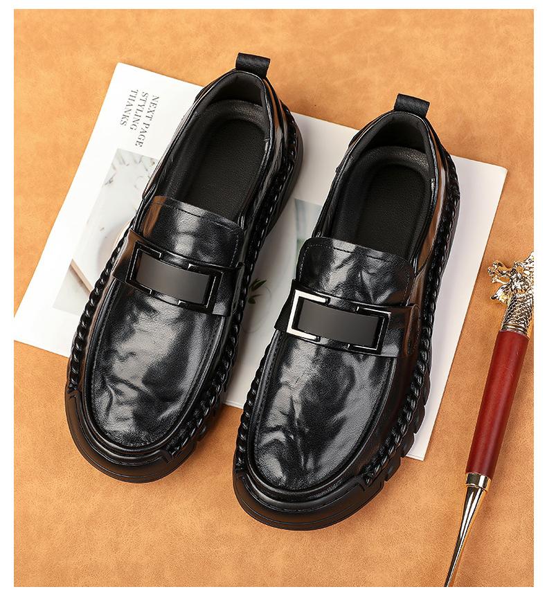 New Shoes for Men Genuine Leather Casual Shoes British Style Fashion Loafers Summer Micropores Leather Sandals