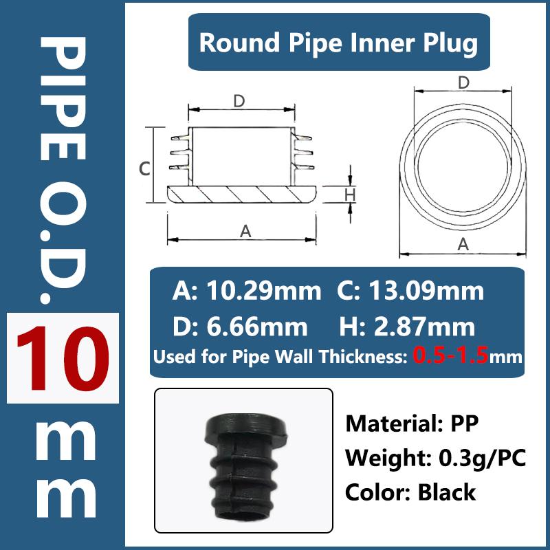 Round Plastic Inner Plug Steel Pipe End Cap Blanking Cover Anti Slip Furniture Chair Ladder Leg Protector Pad