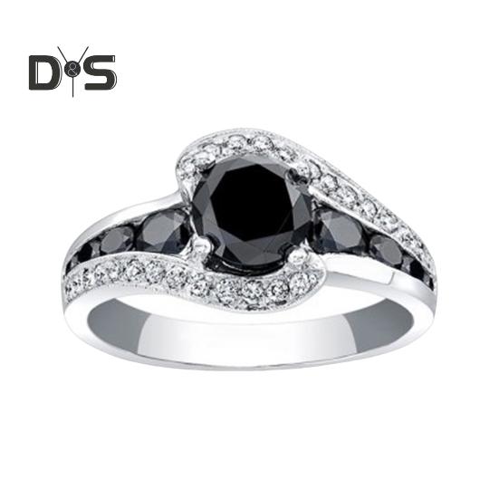 

Кольцо с кубическим цирконием, черное прозрачное, с неправильной геометрией, полированное, для вечеринки, свадебное кольцо, ювелирный аксессуар US 7 чёрный