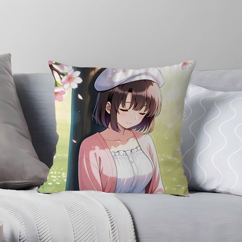 

Наволочка для подушки Katou Megumi с рисунком, мягкая плюшевая наволочка для дома, гостиной, дивана, для декора 12x12Inch