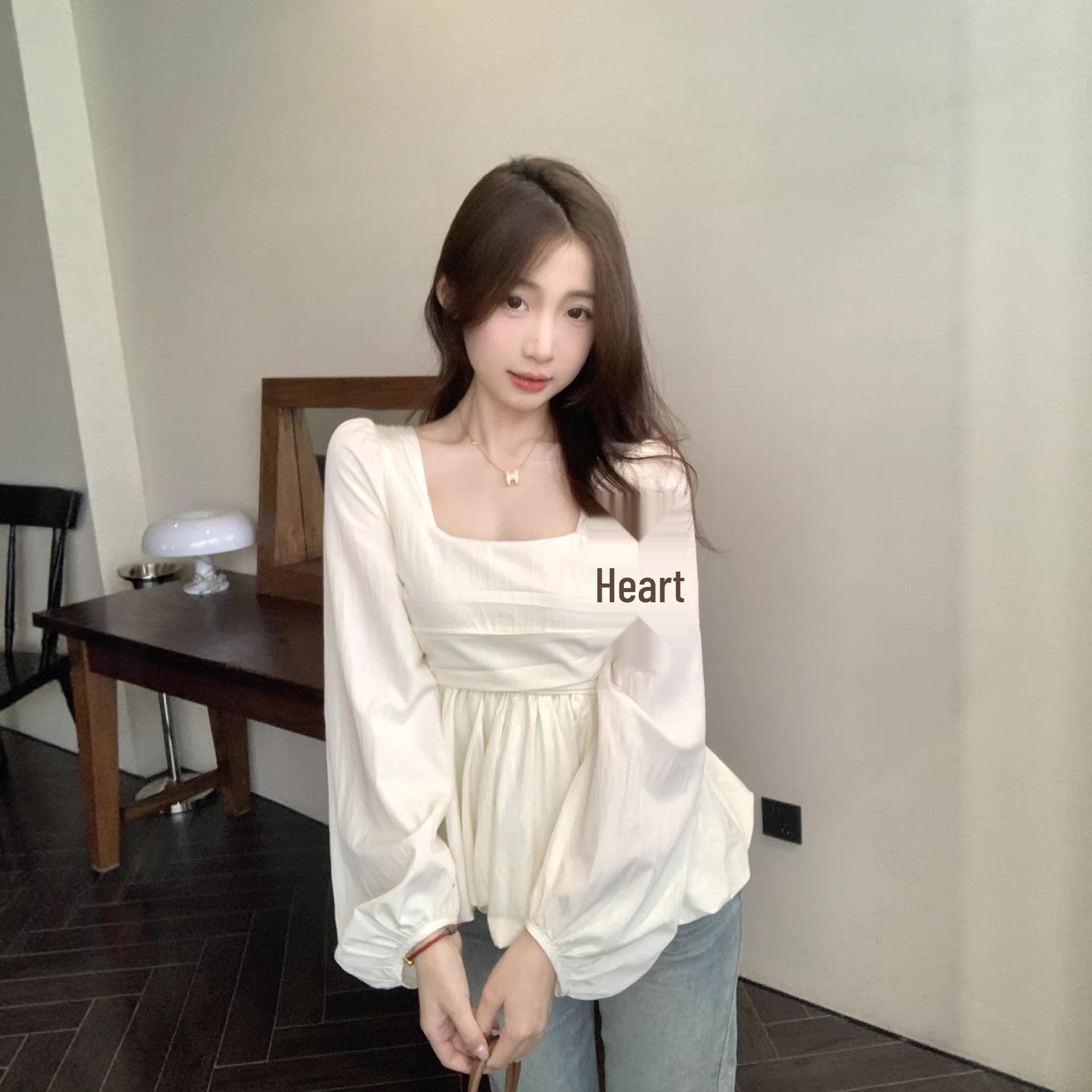

Plus Size Korean Style Square Neck Slimming Shirt - Spring Collection XL чёрный