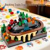 Hand-Crank Movable Railway Train Scene Building Blocks for Kids