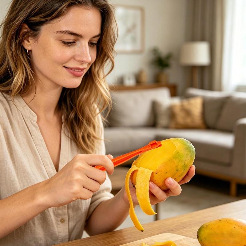 2Pcs Plastic Orange Peeler Long Handle Fruit Skin Remover Citrus Peeling Tools For Grapefruit Lemon Kiwi Mango Carrot Cucumber