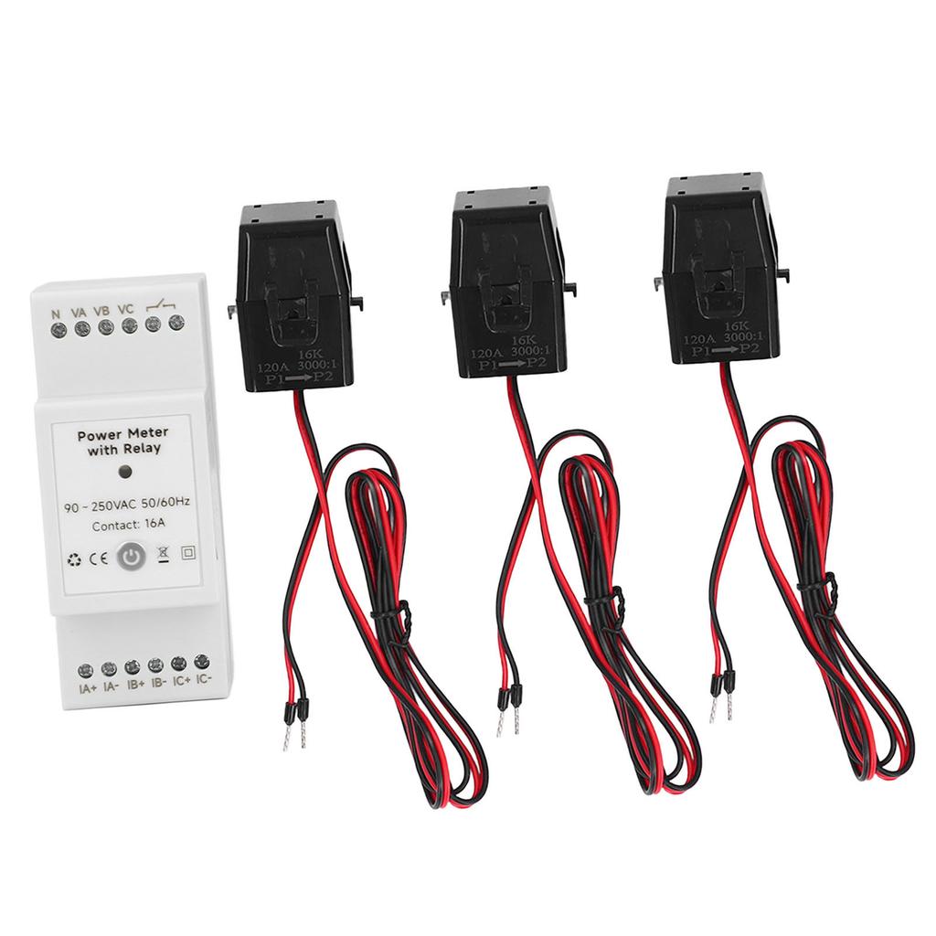 WiFi Energy Monitor 3 Phase 4 Wire Smart APP Control Electricity Usage Meter with Relay and 3x120A C