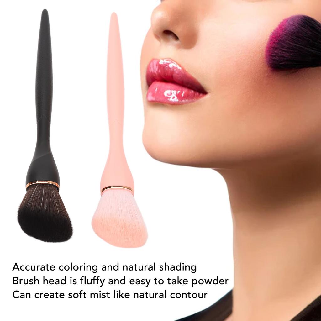 2PCS Angled Contour Brush Black Pink Artificial Fiber Accurate Coloring Soft Bristle Makeup Brush Set