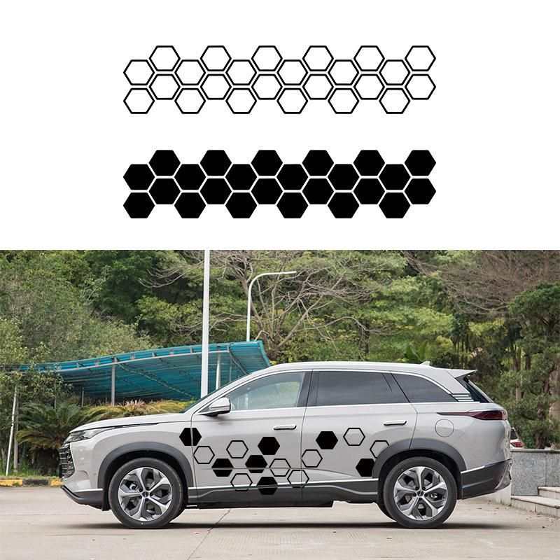 For Universal car Car Pvc Honeycomb Graphics Stickers Car Body Diy Sticker Vinyl Car Side Body Hexagon Stickers