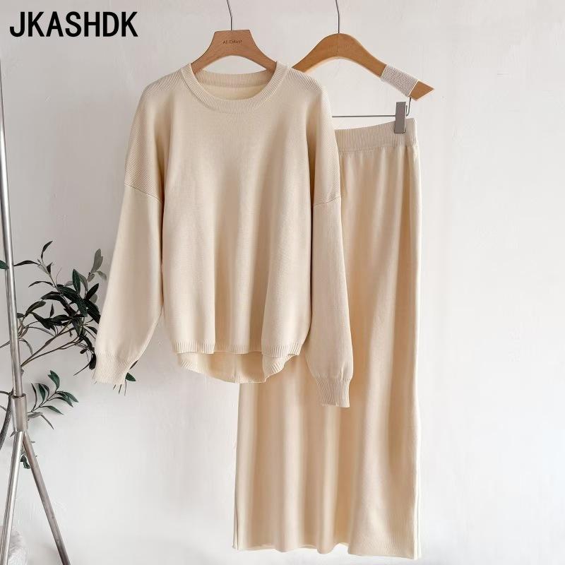 JKASHDK Dámská móda Ležérní Jaro Podzim Jednobarevný potisk Dlouhý rukáv Kalhoty s výstřihem do O Kalhoty Obleky