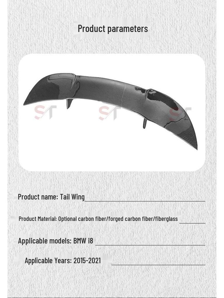 BMW i8 Carbon Fiber Rear Spoiler Fin - Top Model Exterior Accessory