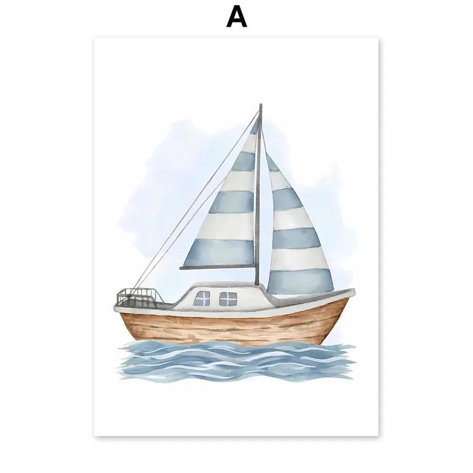 

Парусник Маяк Черепаха Морской конек Кит Коралл Детская Настенная Живопись Холст Картины Плакаты И Печать Настенные Картины Декор Детской Комнаты 21cm×30cm NoFrame