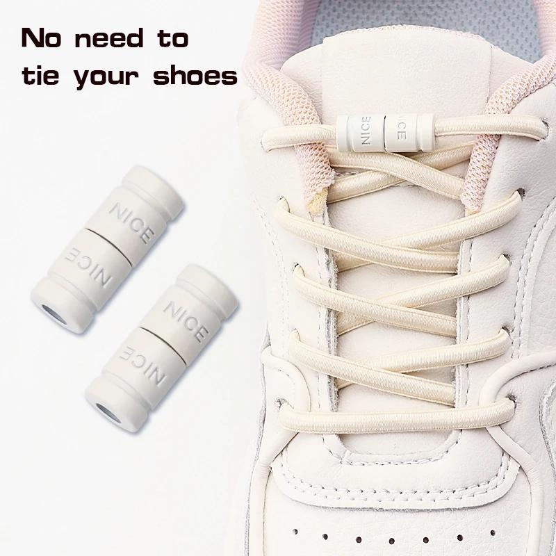 1 Paar Kapselverschluss Schnürsenkel Elastische Schnürsenkel Turnschuhe Kein Binden Schnürsenkel Ohne Binden Kinder Erwachsene 0,6cm Flache Schnürsenkel für Schuhe