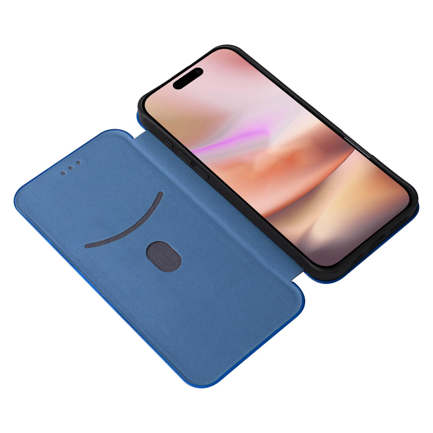 

For iPhone 16 Case PU Leather Carbon Fiber Texture Flip Phone Cover