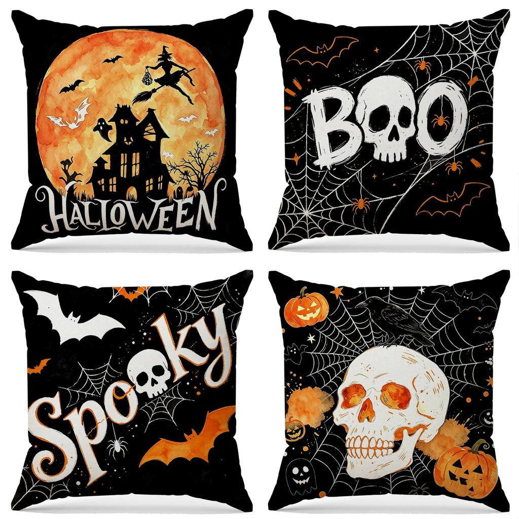 1pcs Halloween Printed Throw Pillowcase Cojines Scary Atmosphere Cushion Cover Living Room Decorative Sofa Pillow Covers 11x11cm