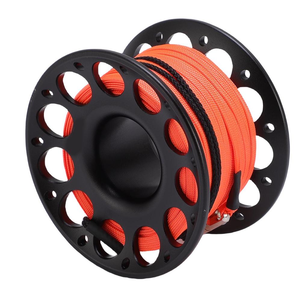 30m 98.43ft Scuba Diving Reel Aviation Aluminum With Double Ended Hooks Multi Purpose Finger Spool Reel Black