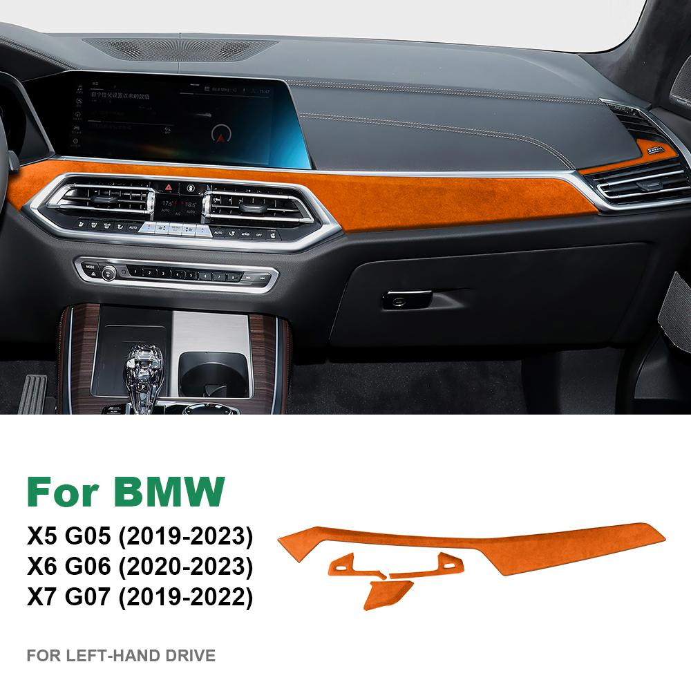 Italy Super Suede Car Co-pilot Dashboard Trim Cover for BMW X5 X6 X7 G05 G06 G07 2020-2022 Decorative Sticker LHD Accessories