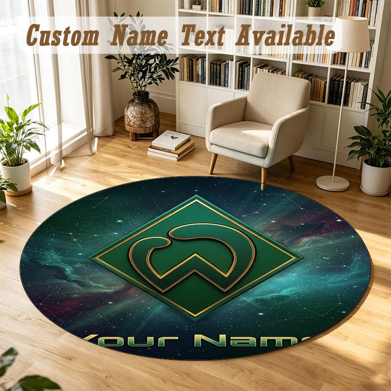 Round Rug Custom NameWerder Bremen FC Pattern Non Slip Carpet Home Floor Decor