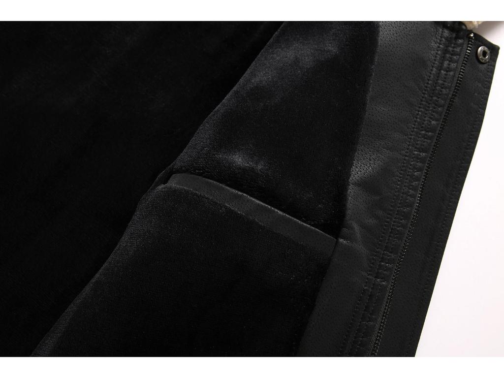 Herren Übergröße Faux-Schweinsleder Pelzkragen Fliegerjacke