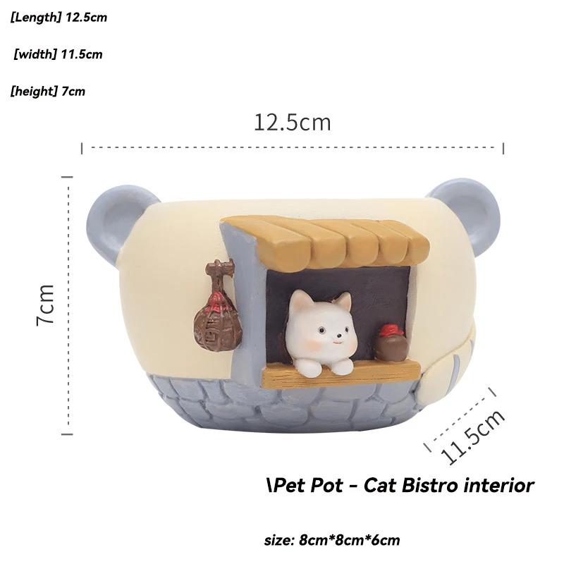 Small Flower Pot Creative Cute Pet Meaty Resin Flower Pot Decorative Ornament Fairy Garden Cat Fox Figurines Tabletop Decor