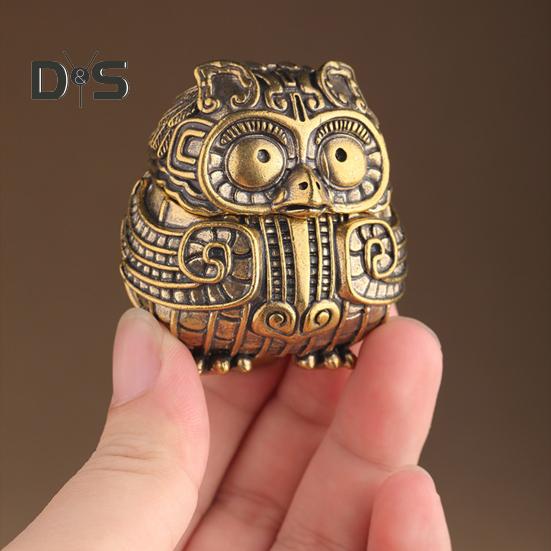 Vintage Owl Figurine Mini Owl Incense Burner with Lid Collectible Owl Ornament for Home Living Room Office Desk Bookshelf Decor