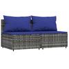 Vidaxl 3-Cz. Garden Lounge Set, Cushions, Grey PE Rattan