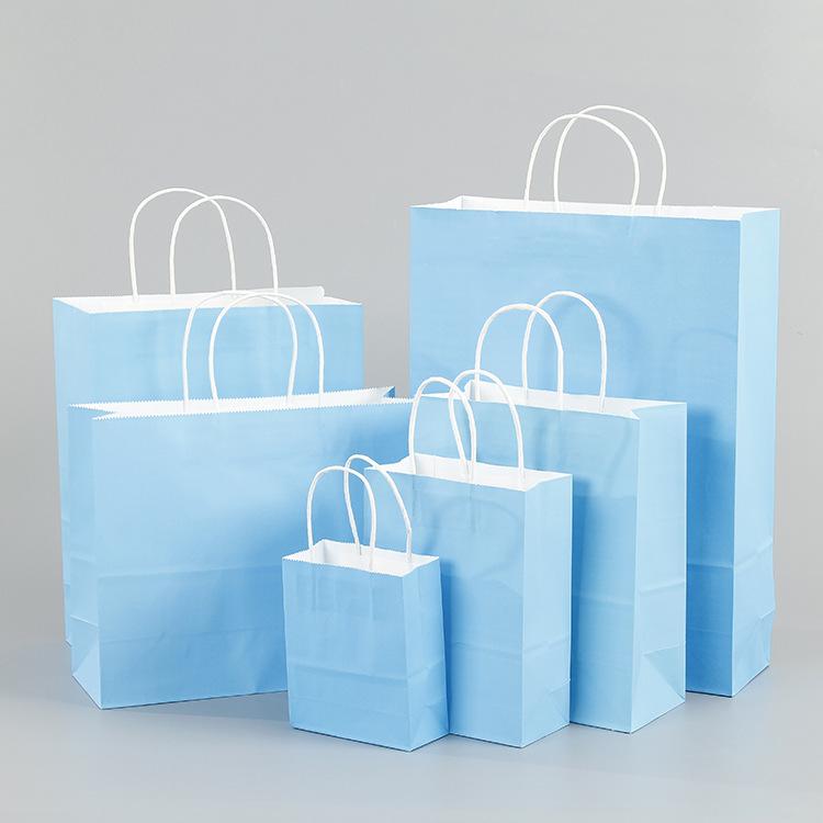 10 PCS/lot Gift Paper Bag with Handles Dark Color Festival Gift Bag Wedding Party Pure Dark Blue Craft Kraft Paper