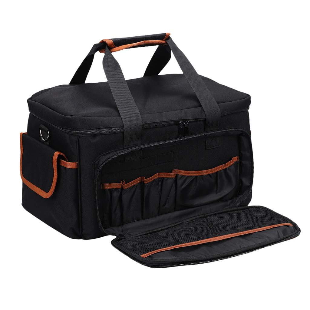 Tool Bag 17in Heavy Duty Hand Tote Storage Organizer Wear Proof Oxford Cloth 20 Pockets Adjustable Shoulder Strap for
