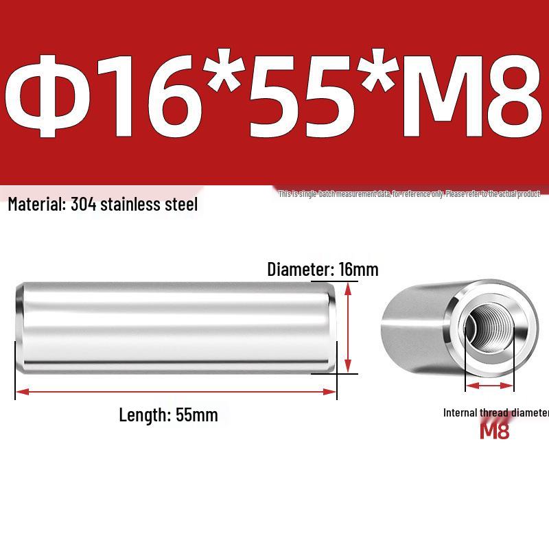 Pin Cilindric din Oțel Inoxidabil 304 cu Filet Interior M4/M6/M8 și Orificiu - Coloană de Suport și Ghidare