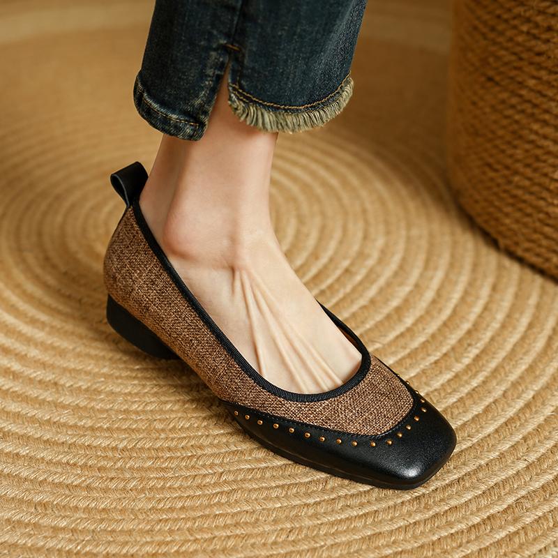 Fashion Women Pumps Low Heel Loafers Genuine Leather Casual Shoes 2025 Spring Ins Slip On Daily Office Lady Fashion Dress Flats Shoes