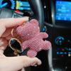 Unique Fun Keychain Gift For Girls Pure Handmade DIY Inlay Full Of Rhinestone Cute Bear Car Keychain Pendants And Bag Ornaments