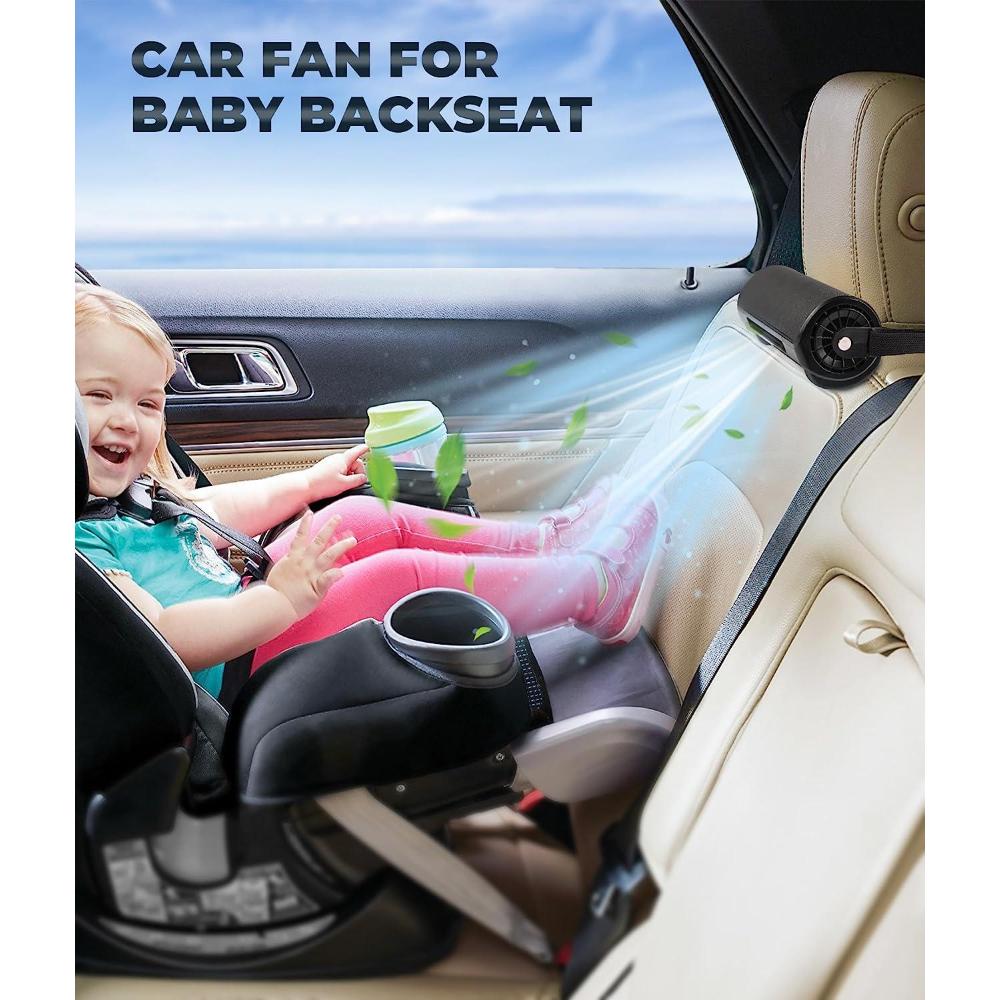 Ventilador para asiento de automóvil, ventilador de enfriamiento para asiento de automóvil con ventilador de automóvil portátil eléctrico de 3 velocidades, ventilador de aire de enfriamiento fuerte alimentado por USB, correa ajustable para SUV