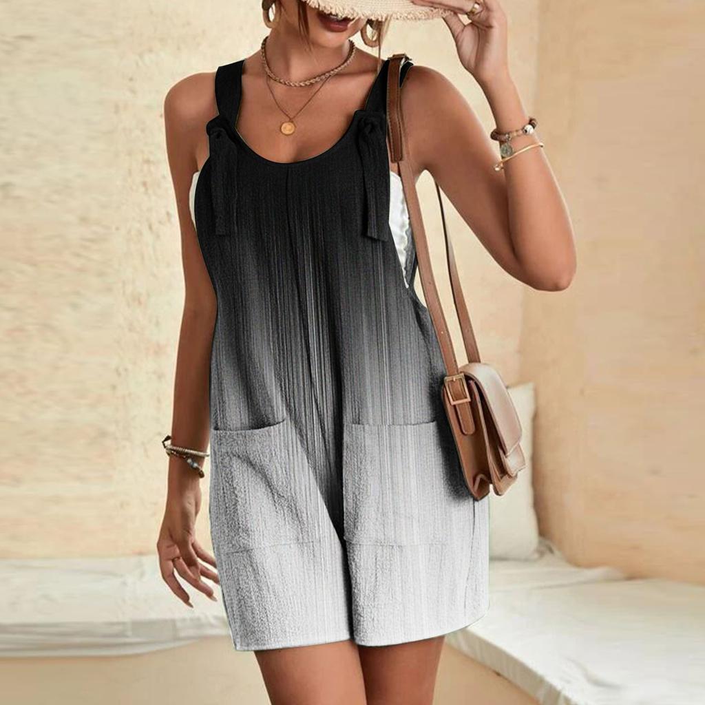 Women's Summer Jumpsuit Shorts, Striped Printed Fashionable Casual Jumpsuit