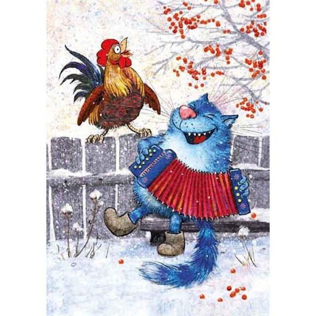 

5D Алмазная вышивка Синие кошки животных Полный круглый алмазная живопись Набор для вышивки крестом Украшение дома Подарок Full Round 30x40CM