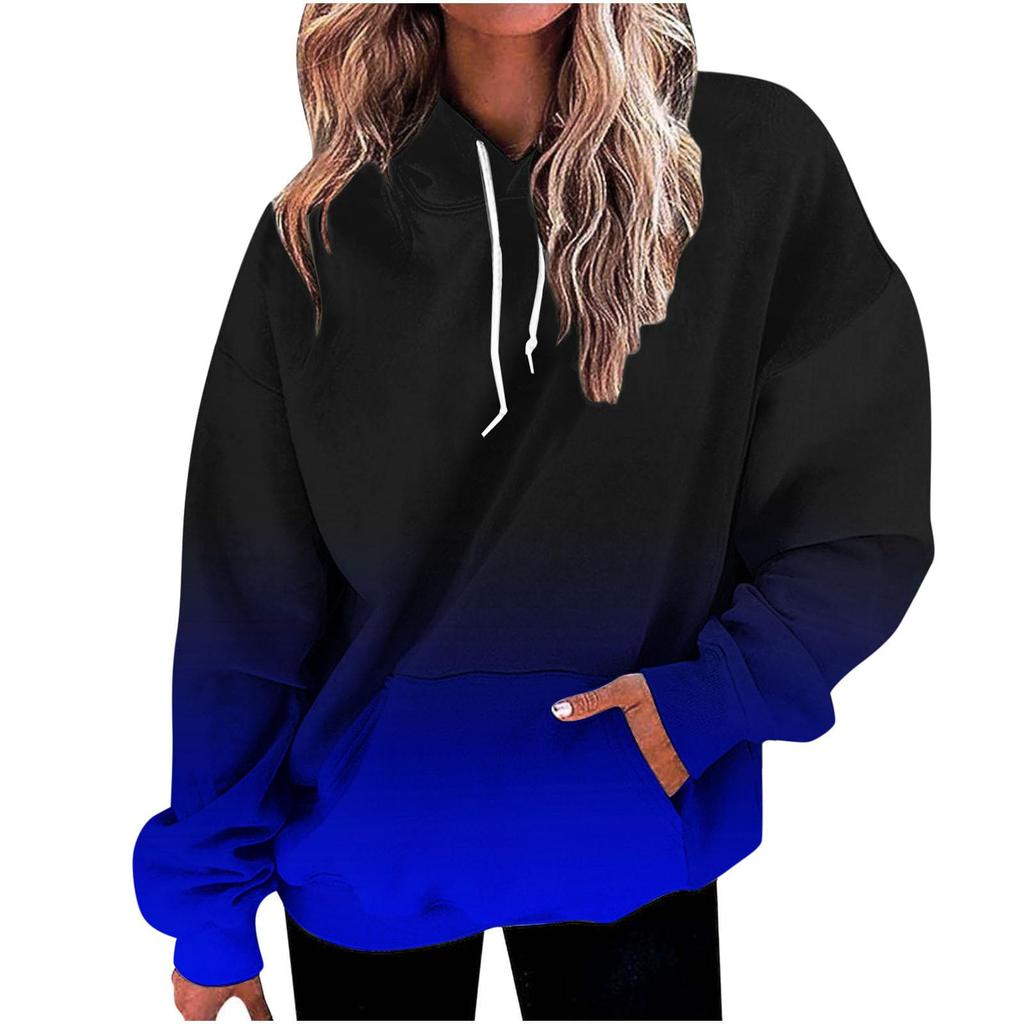 Kids 3D Gradient Printed Long Sleeve Loose Hooded Sweatshirt Simple Girl Casual Long Sleeve Pullover