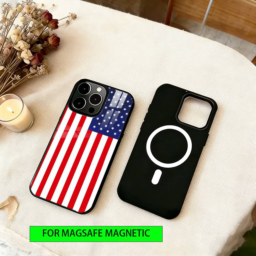 Artistic American Flag Phone Case For iPhone17,16,15,14,13,12,11 Plus,Pro Magnetic For Magsafe Wireless Charging