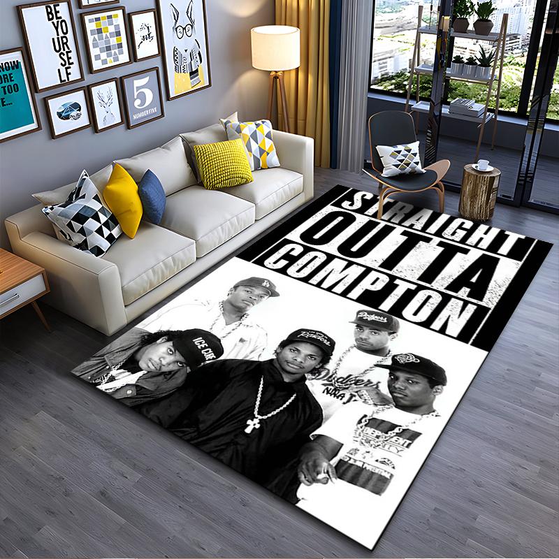 

Vintage Black and White Straight Outta Compton Rap Carpet Design Suitable for use as an anti-slip for living room bedroom sofas 40x60cm( 15x23in )