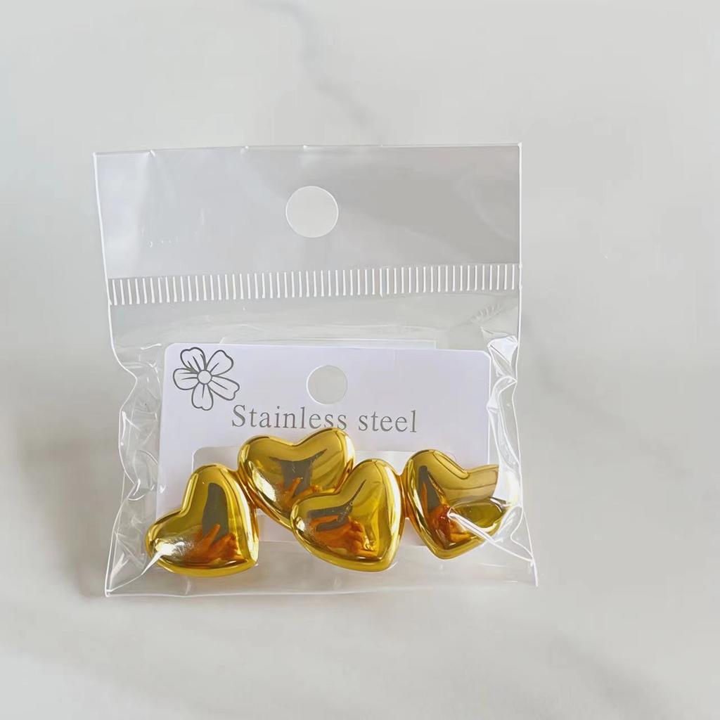 18K Gold Plated Stainless steel Waterproof Heart Stud Earrings, Bold Vintage Chunky Jewelry for Women