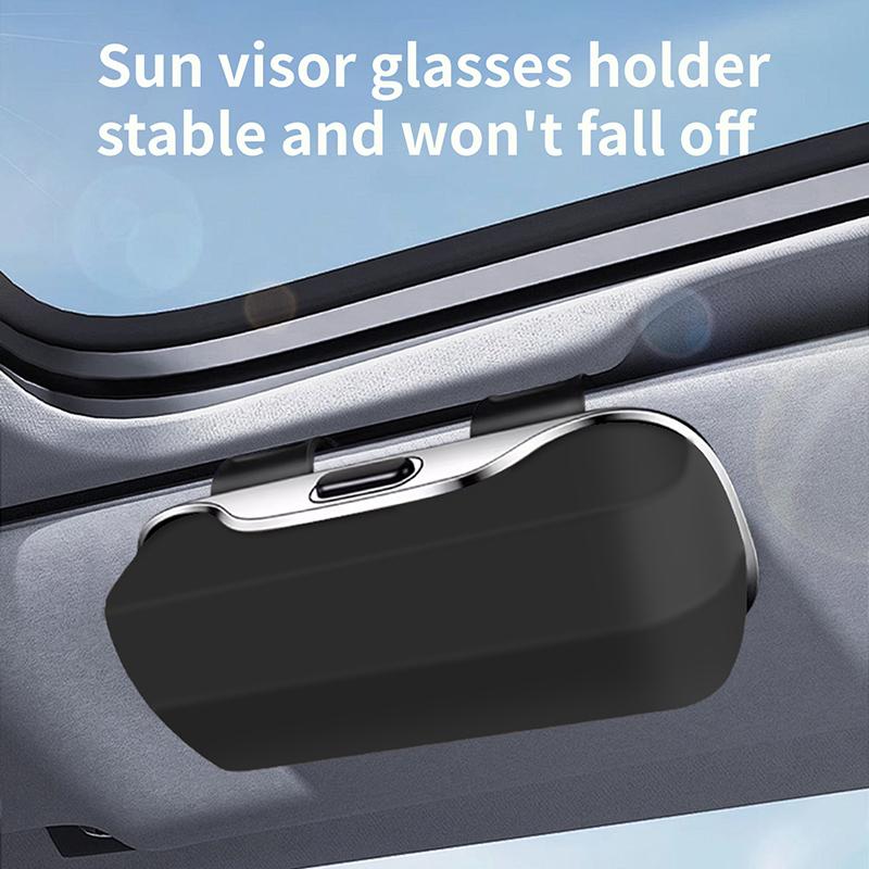 Universal Clip-On Car Sunglasses Holder — Sun Visor Eyeglass Case, Soft-Lined, Anti-Scratch, Durable ABS, Fits All Vehicles