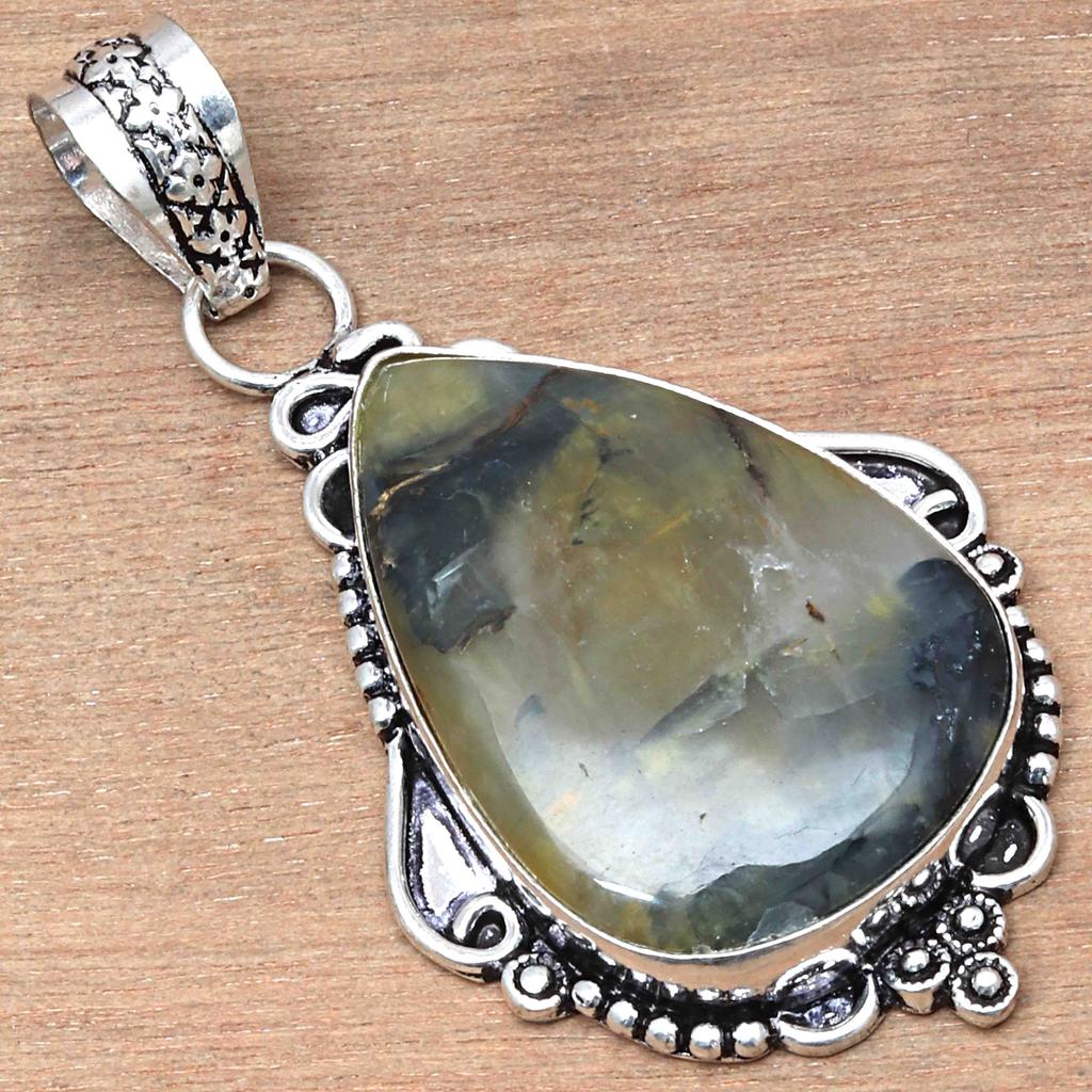 Pendant Newlite Jasper Gemstone Handicraft Valentine'Day Silver Jewelry 2"