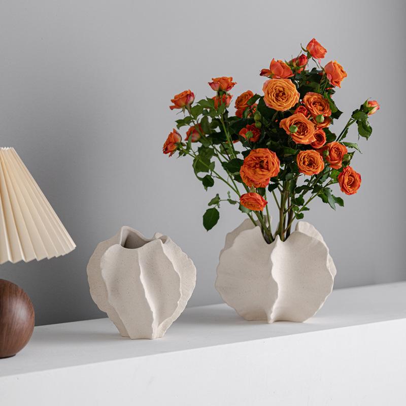 Kreative Sternfrucht Keramikvase, Hochwertige Blumenarrangements Handwerk, Schreibtisch Einfaches dekoratives Ornament, Weißes Porzellan