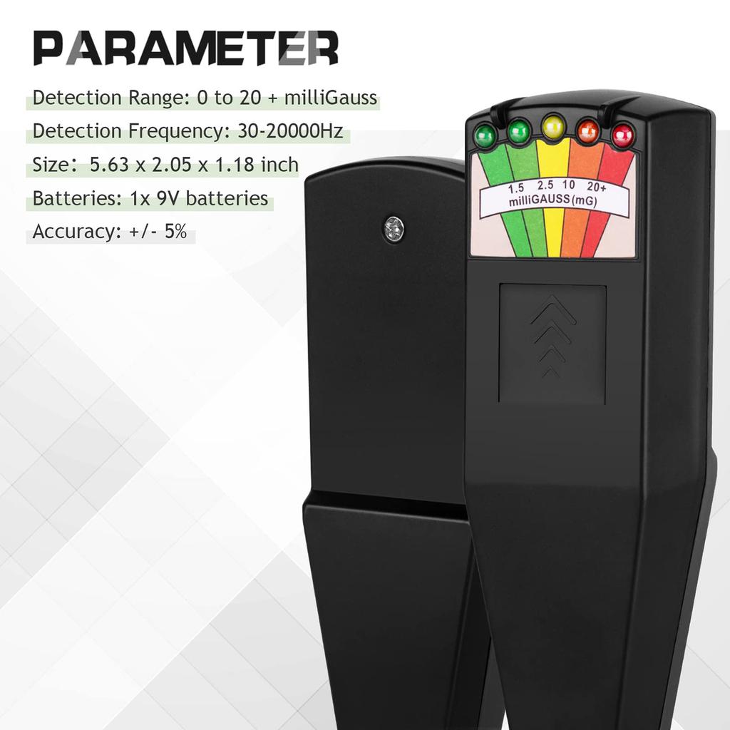 EMF Meter 5-LED Magnetic Field Detector Ghost Hunting Paranormal Equipment Tester Portable Counter Professional EMF Meter Tester