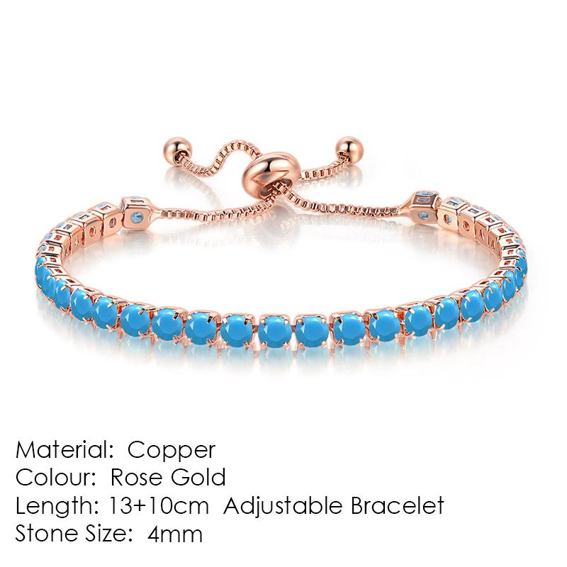 ZHOUYANG Tennis Bracelet For Women Luxury Handy Adjustable 4 Claws Mosaic 4mm Zirconia Rose Gold Color Fashion Jewelry Gift H133