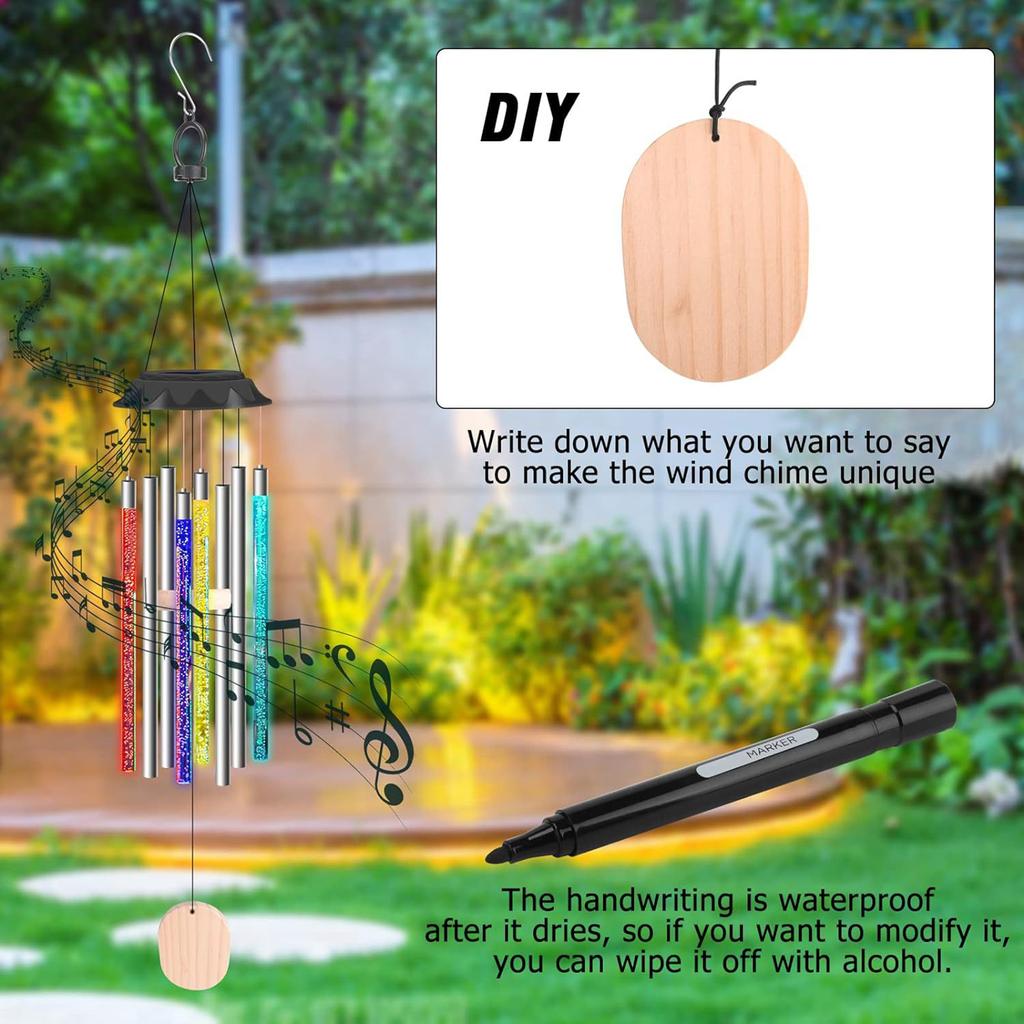 Solar Wind Chime Lights Acrylic Bubble Wand Ambient Lights Outdoor Waterproof Patio Decoration