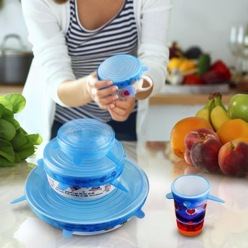Source European Standard Silicone Six-piece Set Fresh-keeping Cover Stretch Bowl Cover Refrigerator Microwave Seal Fresh-keeping Film