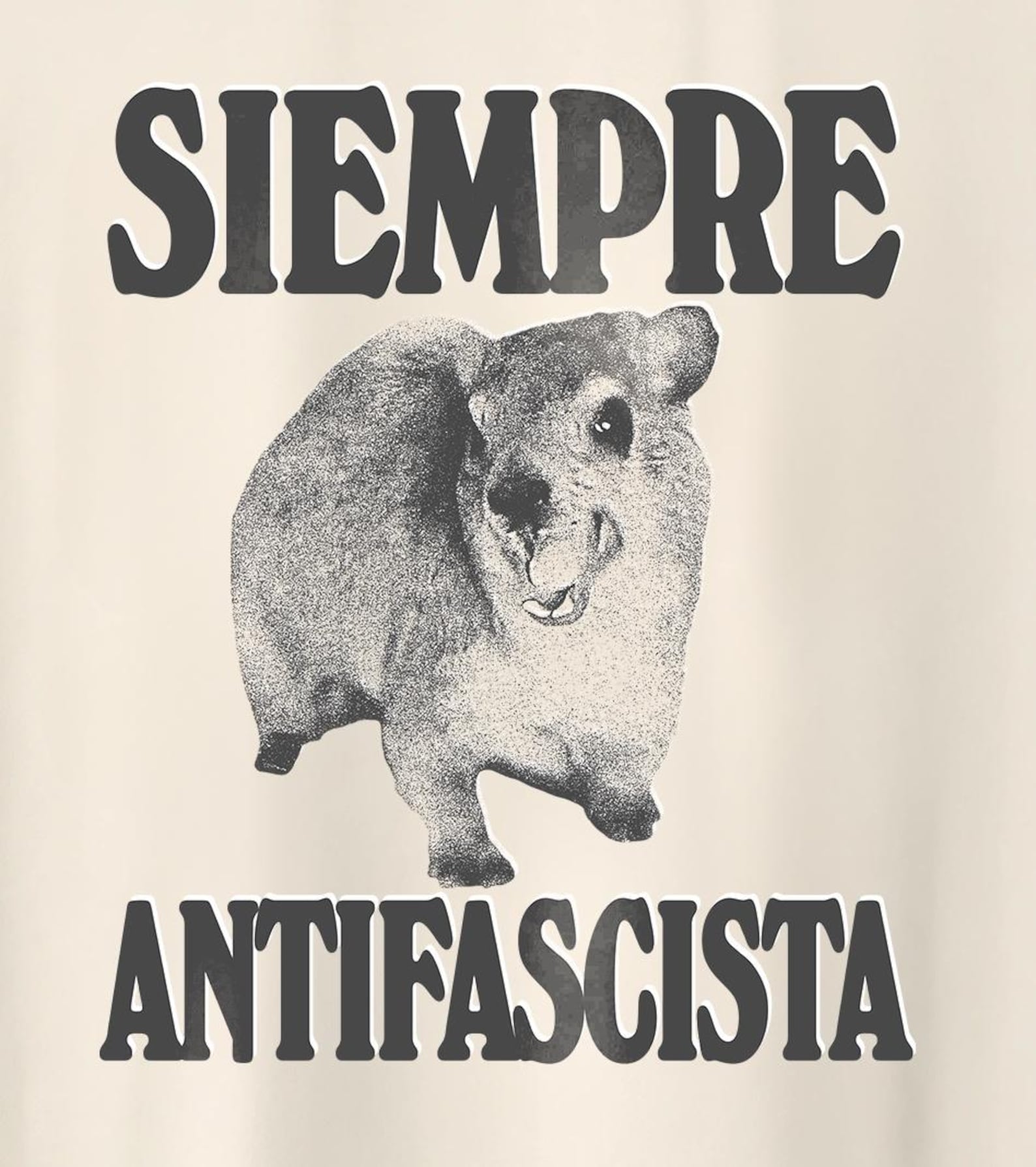 siempre antifascista, unisex, Bilingual Antifascist Antiracist Leftist Funny Rock Hyrax Meme t shirt, awawa T-Shirt 2XL