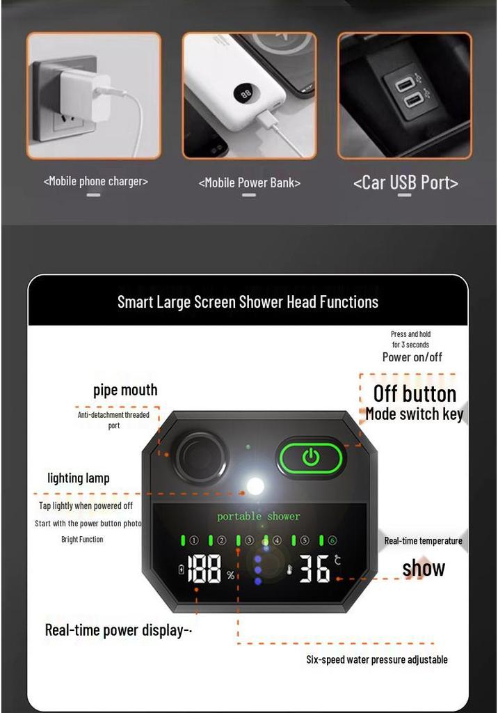 Portable Electric Shower for Outdoor and Dorm Use in Rural Areas