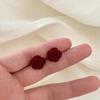 New Fashionable Flocked Earrings, Silver Needle Bow Earrings, High-end Feeling, Niche Red Earrings