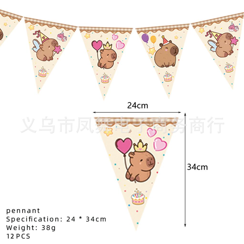 Niedliches Cartoon Kapibara Thema Kindergeburtstagsparty Einweg Pappteller Einladung Kara Flagge Zubehör