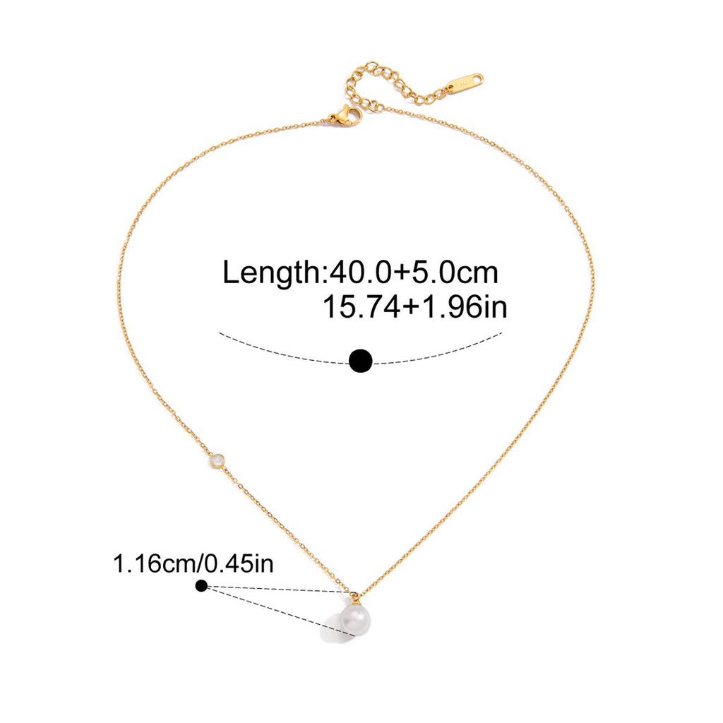 Yori Glass Pearl Geometric Pendant Necklace 18K Gold PVD Plated Popular Daily Classy Waterproof Jewelry Gift Accessory