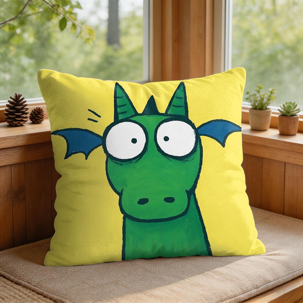 Kids Cartoon Cute Animal Cushion Cover Silky Short Plush Invisible Zipper Dustproof Sofa Pillow Case For Home Decor