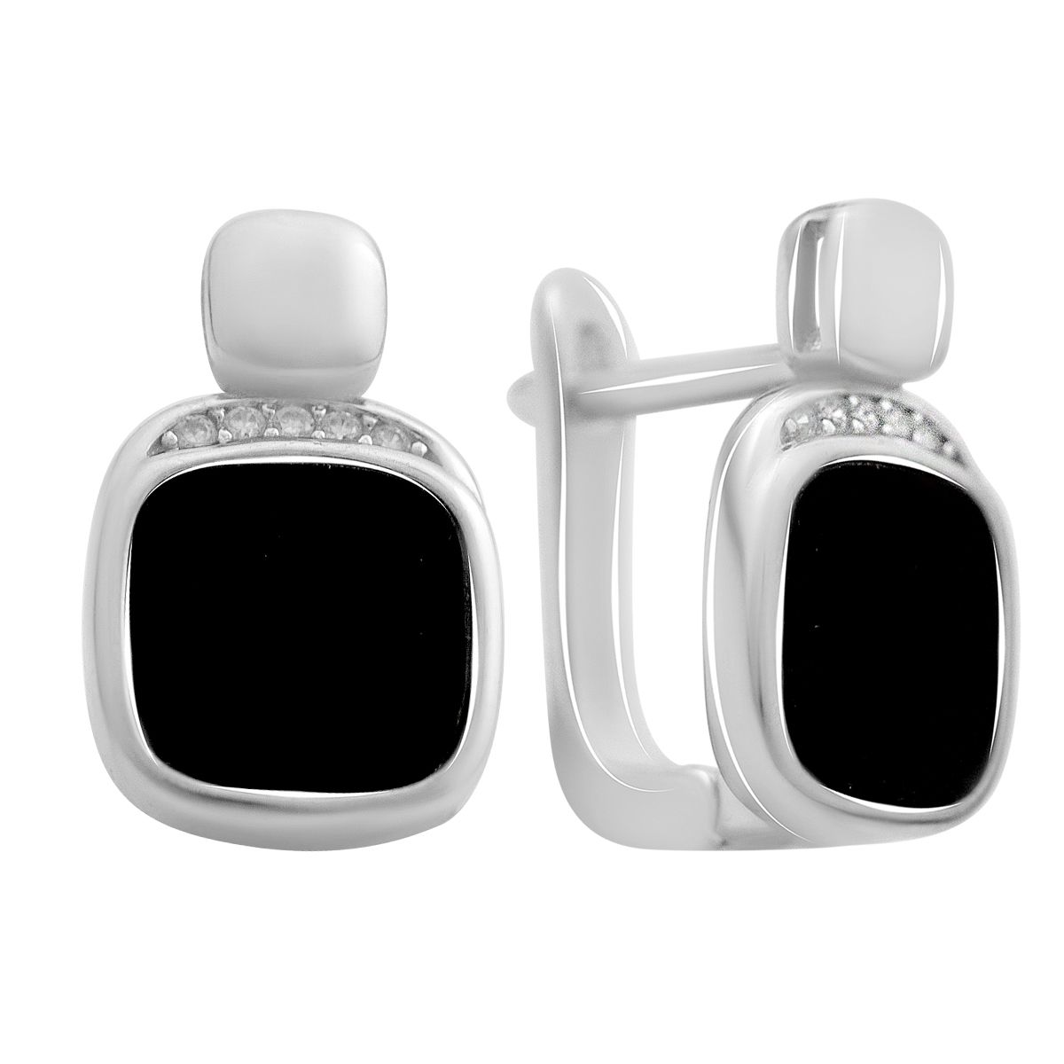 

Срібні сережки з натуральним оніксом (60002117) чорний