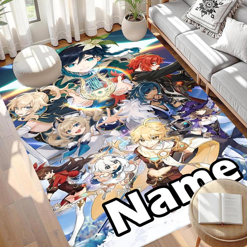Custom Name Personalized Genshin Impact Print Carpet, Versatile Home Decor Rug, for Playroom, Apartment, Balcony, Entryway, Hallway Gift